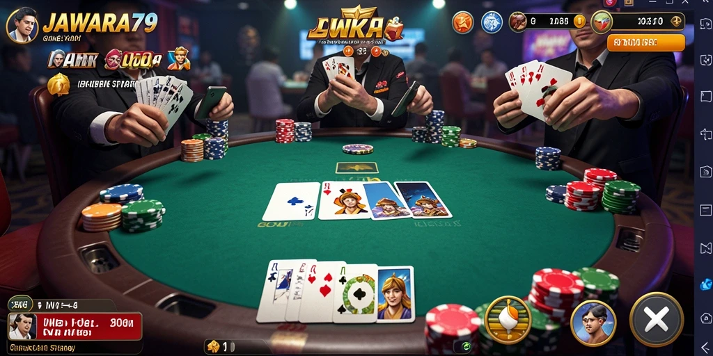 Tampilan gameplay poker yang seru dan menarik di JAWARA79.
