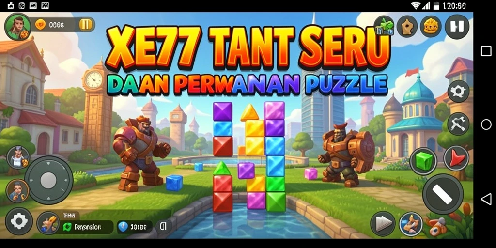 Screenshot gameplay XE77 menampilkan tantangan puzzle yang menarik.